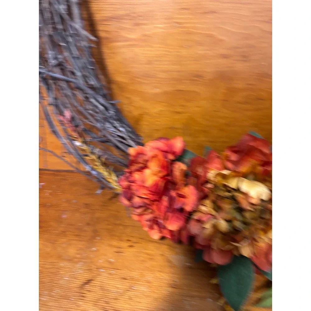 Fall Grapevine Wreath 26 Inch Orange Cream Faux Peony Pumpkin Autumn Door Decor